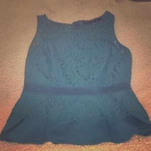 Cute sleeveless blue lace top